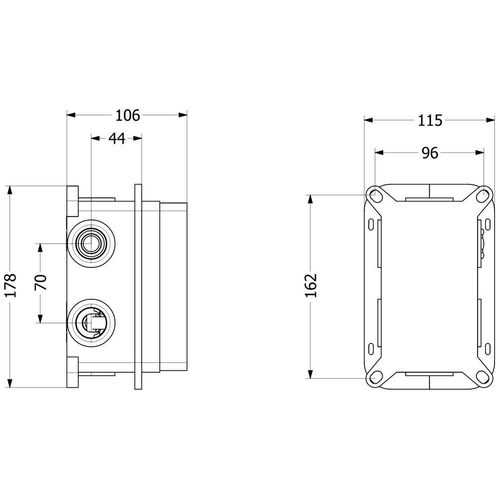 Façade thermostatique Conum + corps encastré | Batinea