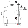 Le schéma technique de la Colonne bain douche thermostatique PAINI Ruby Noir Mat