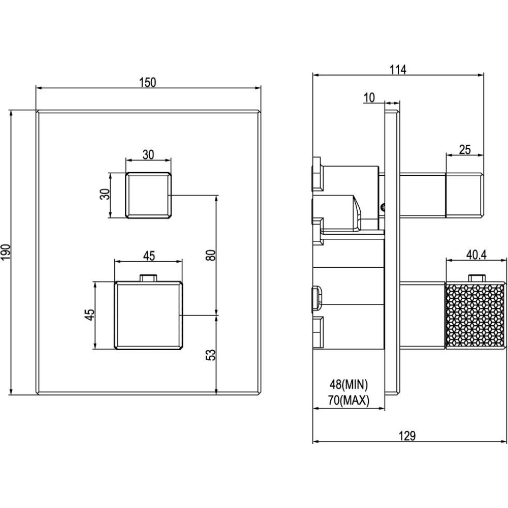 Façade robinet encastré thermostatique VILLEROY ET BOCH Mettlach + corps encastré