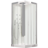 Cabine douche Kinedo carré Horizon 90x90 hydromassante acier porte coulissante