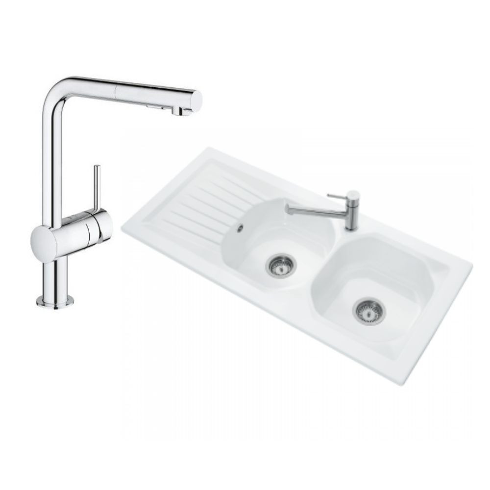 Evier Villeroy et Boch Nestor Plus + Robinet cuisine Grohe Minta