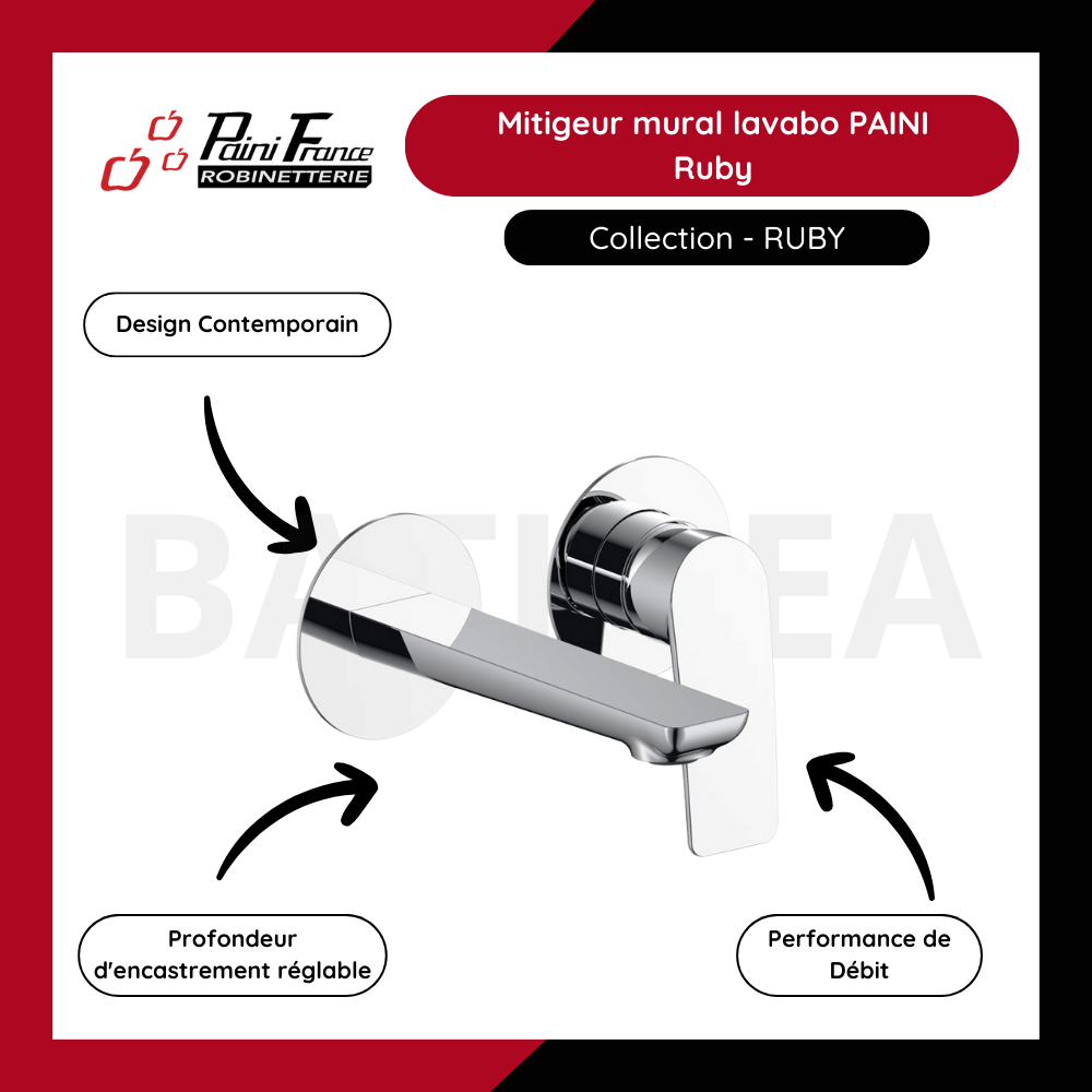 Les points forts du Mitigeur mural lavabo PAINI Ruby Chrome