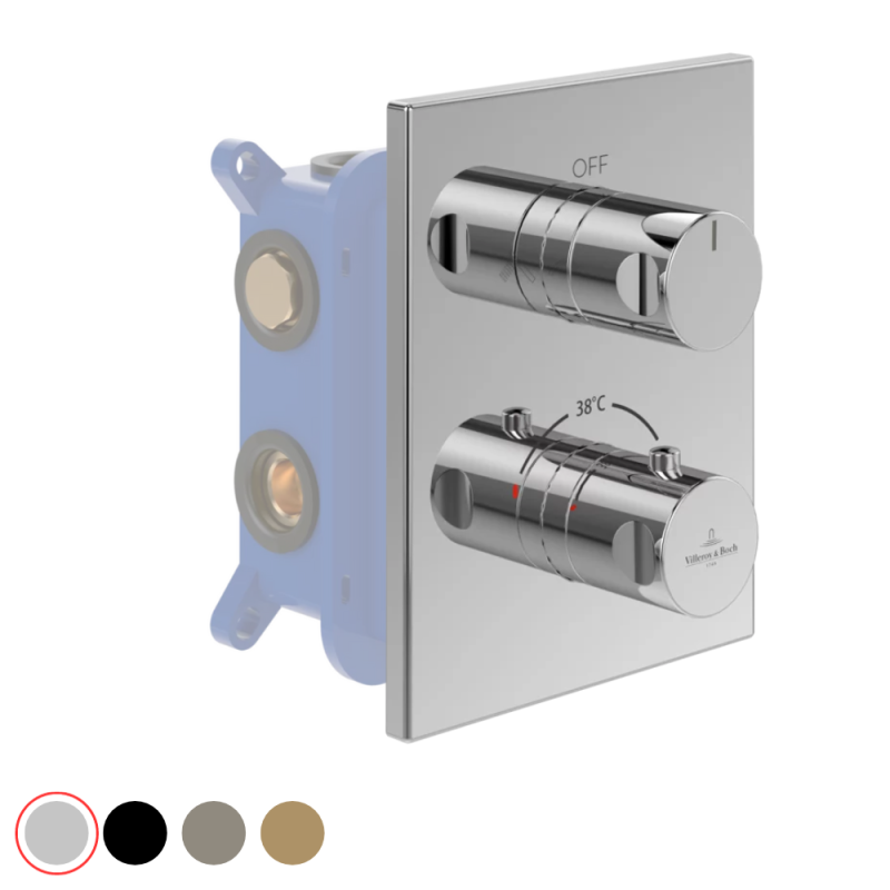 Façade thermostatique 2 voies VILLEROY ET BOCH Universal Taps & Fittings rectangle + corps encastré | Batinea