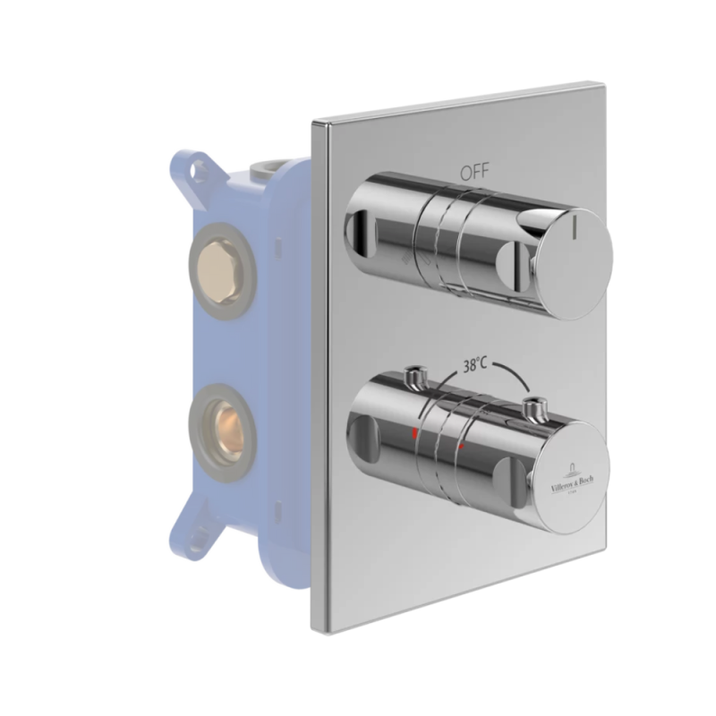 Façade thermostatique 2 voies VILLEROY ET BOCH Universal Taps & Fittings rectangle + corps encastré | Batinea