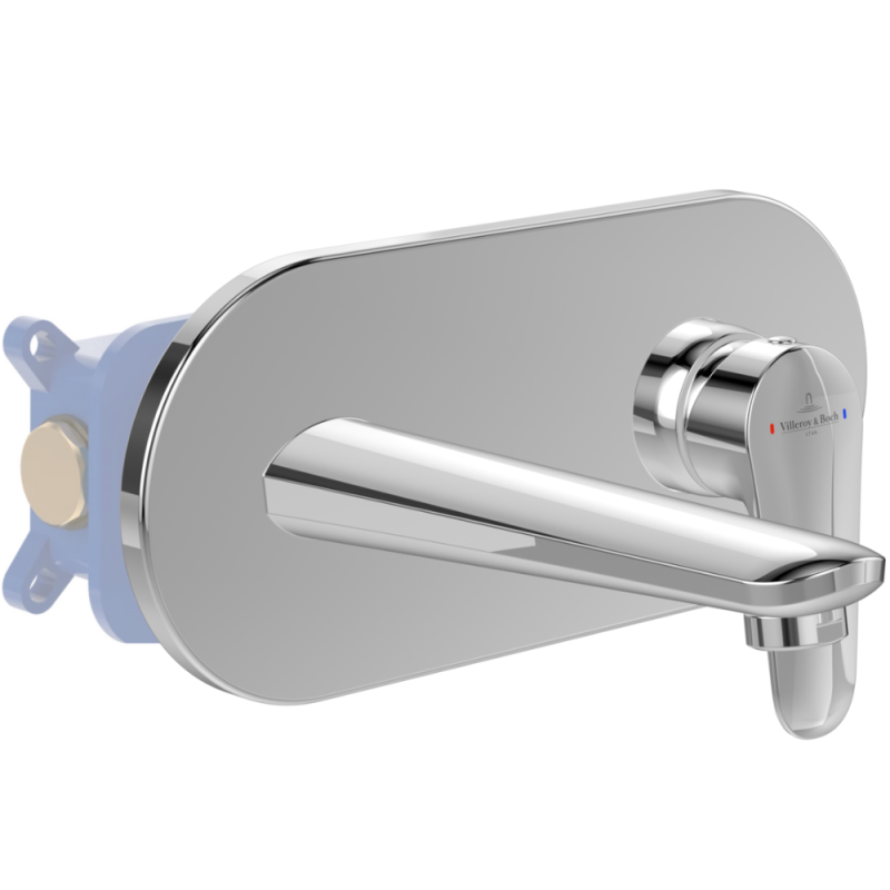 Mitigeur lavabo mural VILLEROY ET BOCH O.novo Start avec vidage Push Open chrome + corps encastré TVW10511211061_TVW00015200000 