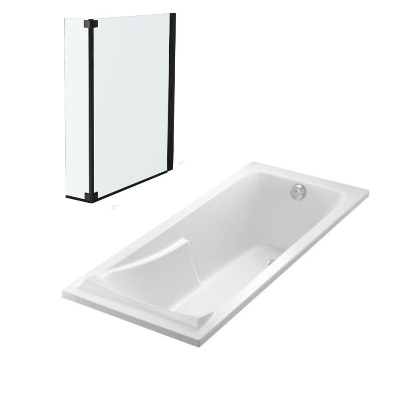 Pack baignoire droite 150 X 70 JACOB DELAFON Corvette + pare bain noir mat