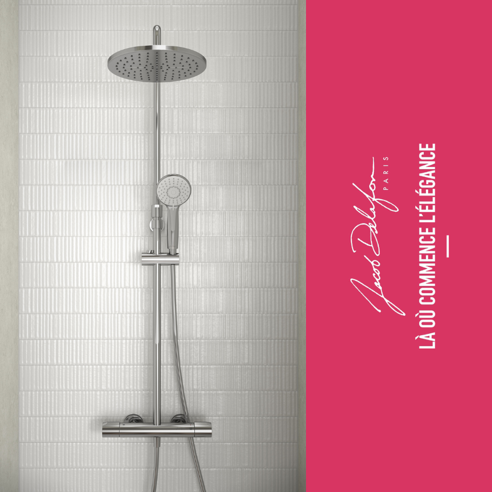 Colonne de douche thermostatique JACOB DELAFON Juliette chromé | Batinea