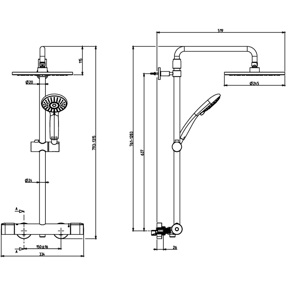 Colonne de douche thermostatique JACOB DELAFON Juliette chromé | Batinea