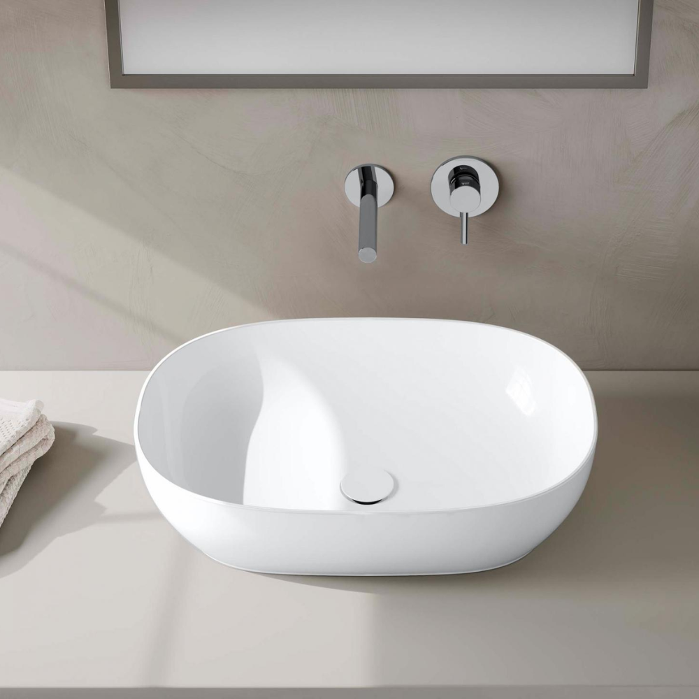 Visuel d'ambiance vasque a poser ovale VITRA Outline - Blanc brillant