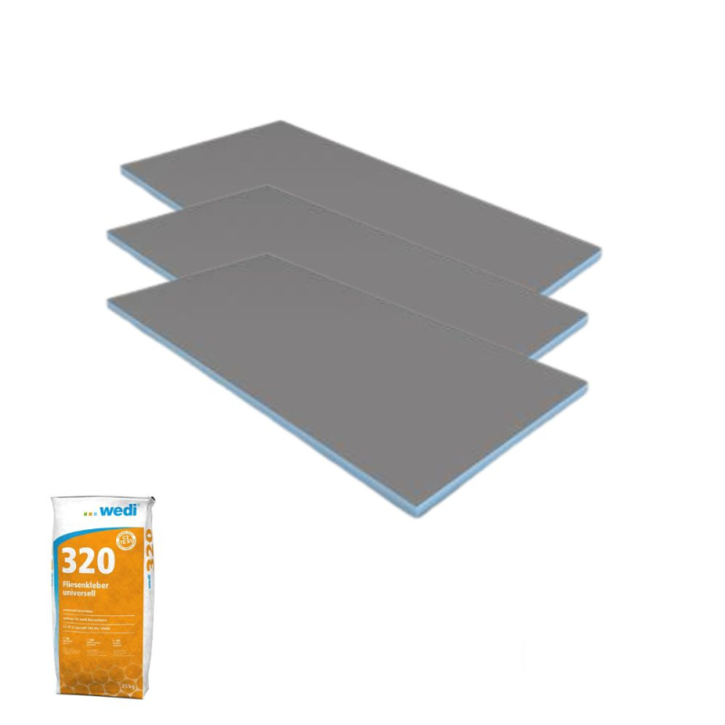 Lot de 3 panneaux de construction WEDI + Colle wedi 320 | Batinea