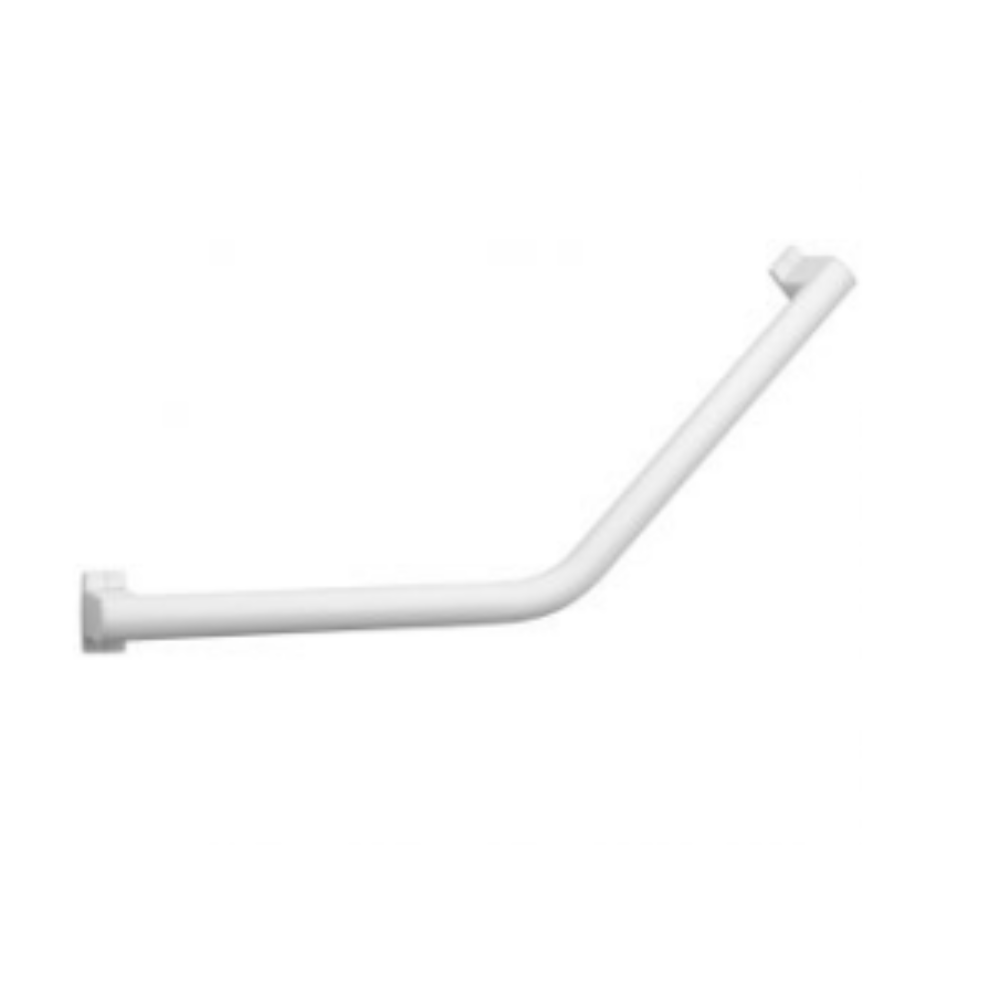 Barre coudée PMR PELLET Design 135° aluminium époxy blanc caches résine blanc