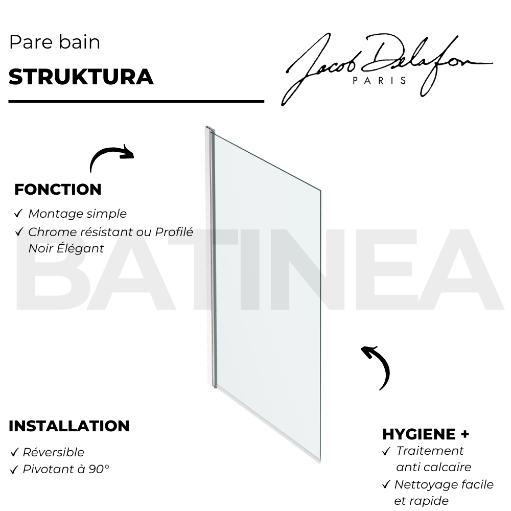 Pare bain 1 volet pivotant Struktura Jacob Delafon| Batinea