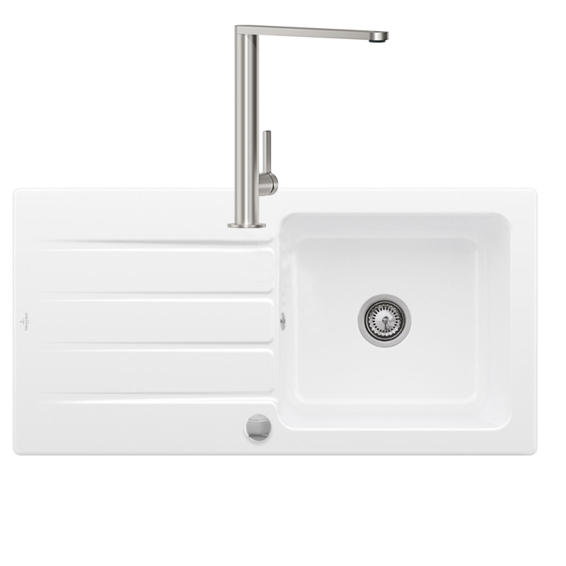 Présentation de l'Evier VILLEROY ET BOCH Architectura 60 vidage auto + Robinet de cuisine Finera Acier Massif