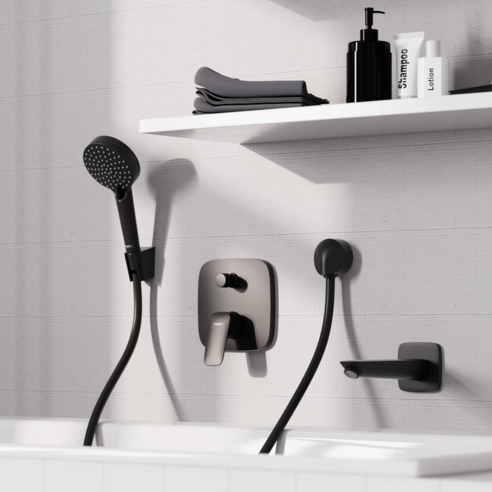 Ambiance Pommeau de douche HANSGROHE Vernis Blend 100 Vario noir mat