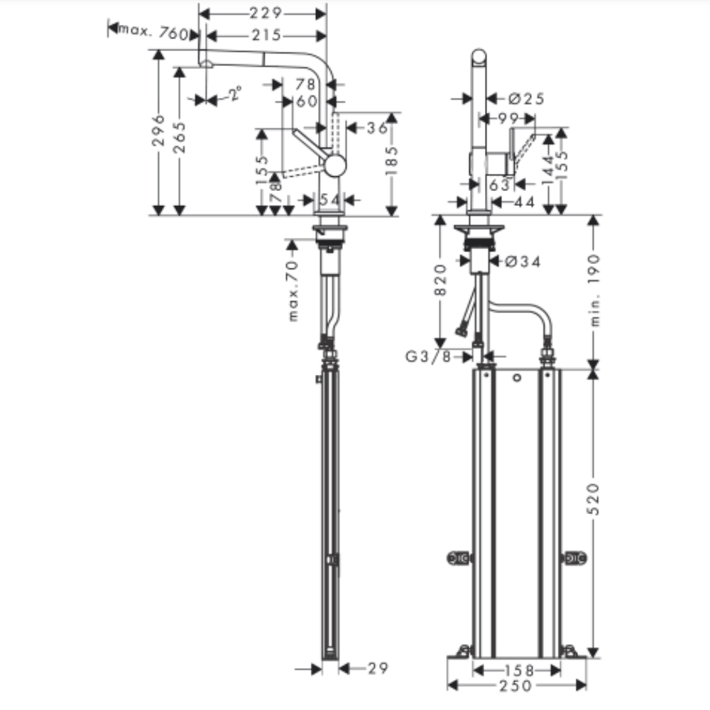 Mitigeur cuisine HANSGROHE Talis M54 270 douchette sBox | Batinea