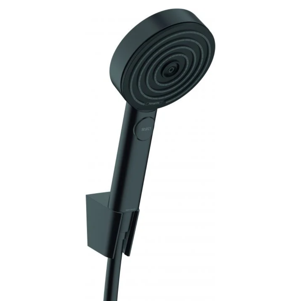 Ensemble support mural et douchette 105 3jet Relaxation avec flexible 125 cm noir mat Hansgrohe Pulsify Select 24302670 |Batinea