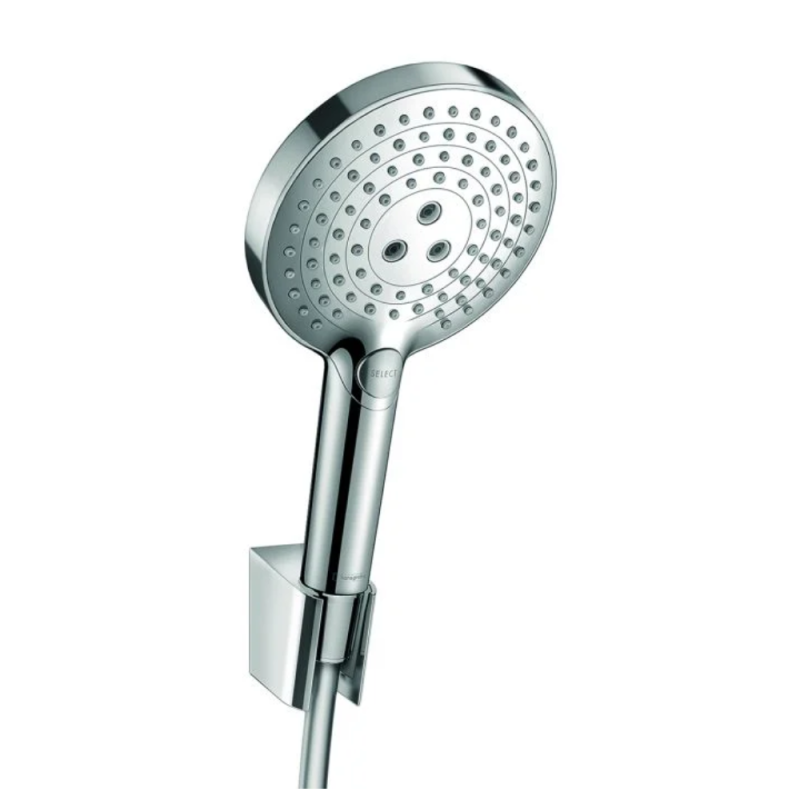Ensemble support mural et douchette 120 3jet avec flexible de douche 160 cm chromé Hansgrohe Raindance Select S 26721000 |Batine