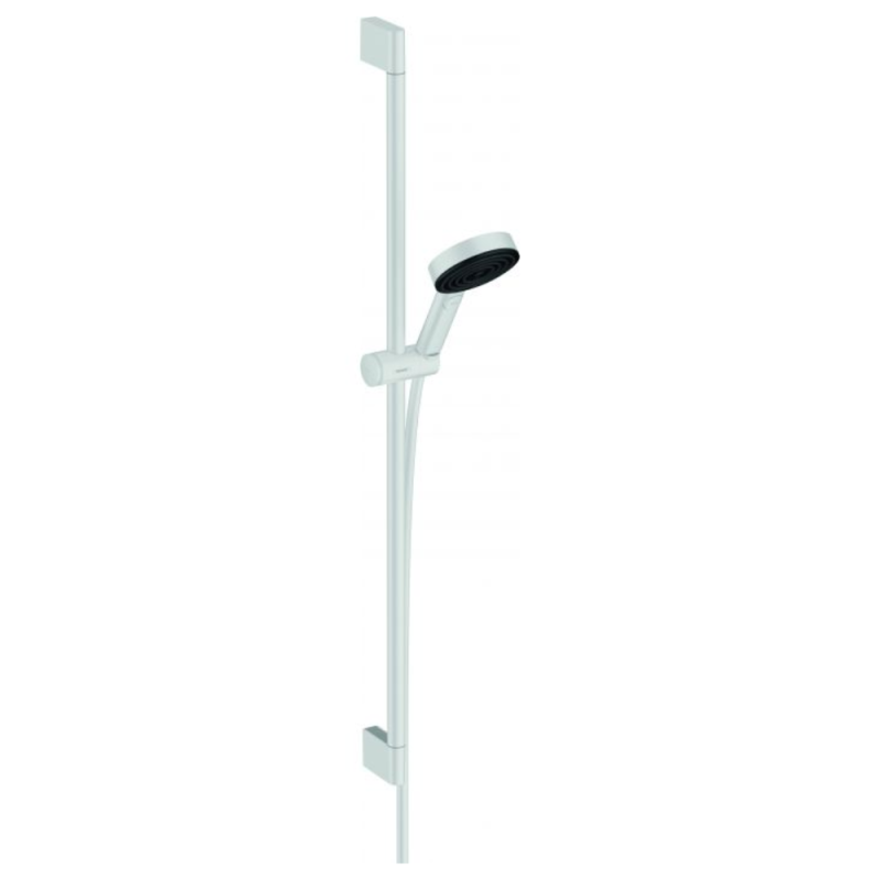 Set de douche 105 3jet Relaxation avec barre C 90 cm blanc mat Hansgrohe Pulsify Select 24170700 |Batinea
