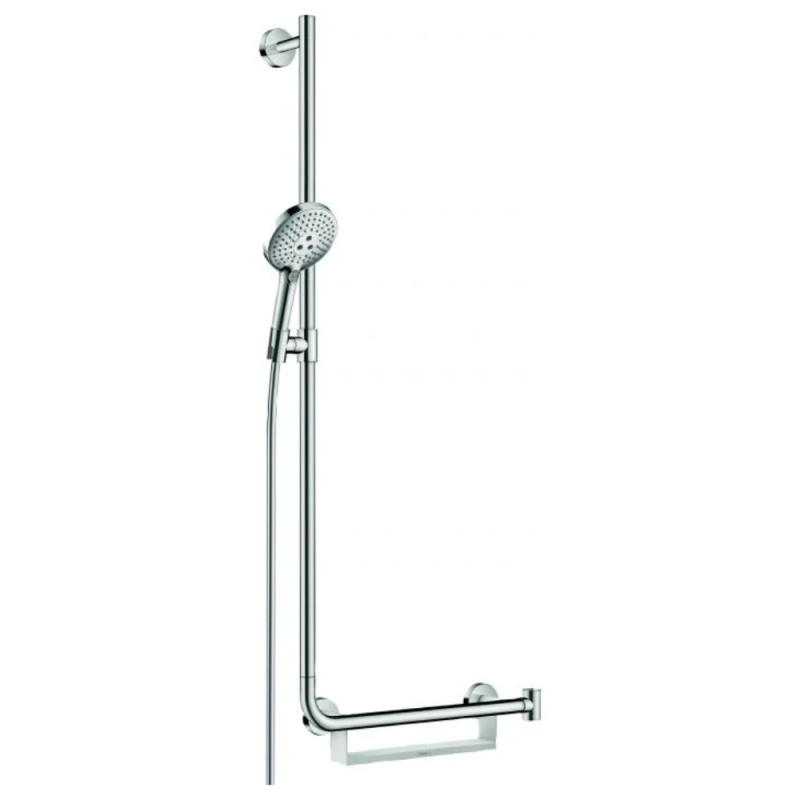 Set de douche 120 3jet avec barre Unica'Comfort 110 cm et poignée d'appui à droite chromé Hansgrohe Raindance Select S 26324000 