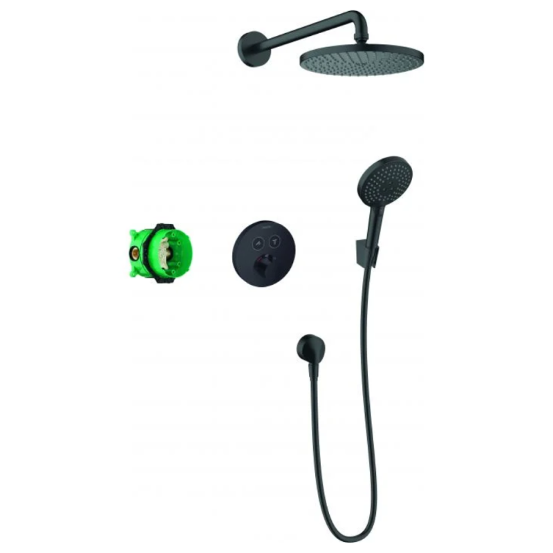 Pack encastré HANSGROHE avec mitigeur thermostatique Ecostat S noir mat 27959670