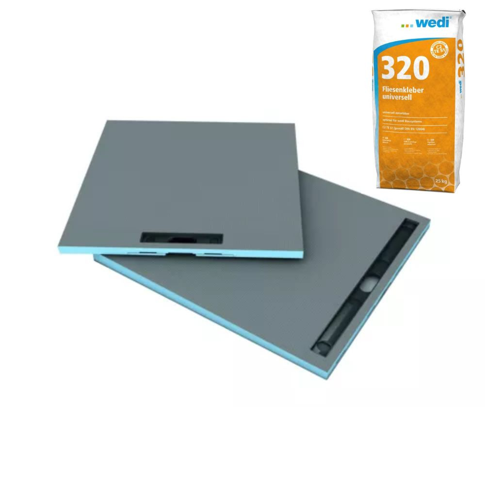 Receveur à carreler WEDI Fundo Riolito Neo + barrette + bonde verticale + kit d'étanchéité et colle 320