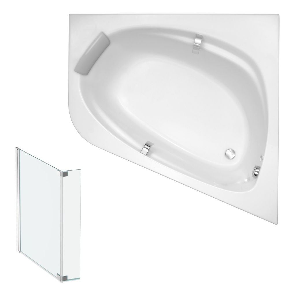 Baignoire en angle JACOB DELAFON Odéon Up + pare bain | 140 X 140