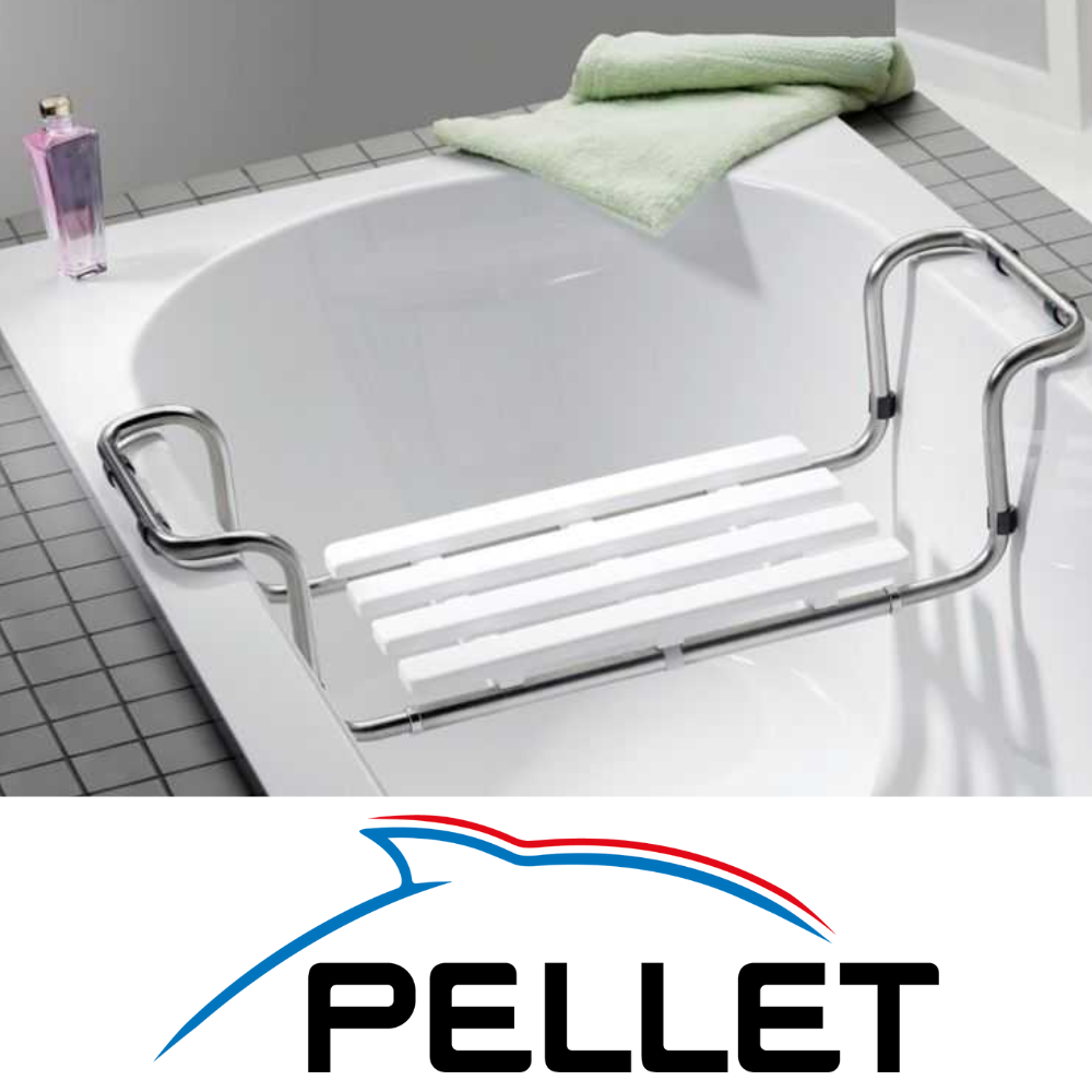 Siège de baignoire PMR PELLET inox 304 extensible + Bandelettes anti-dérapantes PMR PELLET x 12 AMBIANCE