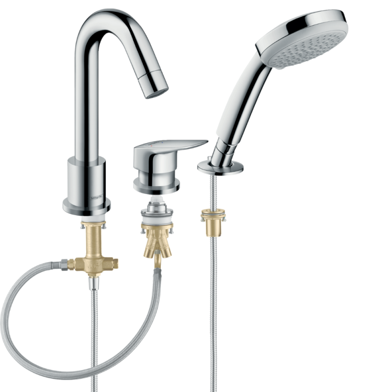 Mitigeur bain douche 3 trous HANSGROHE Logis chromé + corps encastré