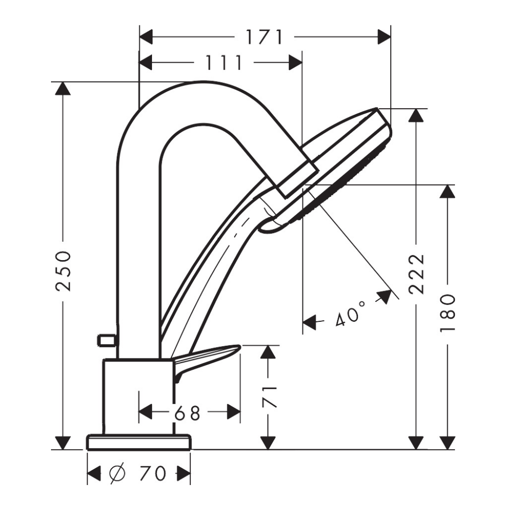 Schema Mitigeur bain douche 3 trous HANSGROHE Logis chromé 