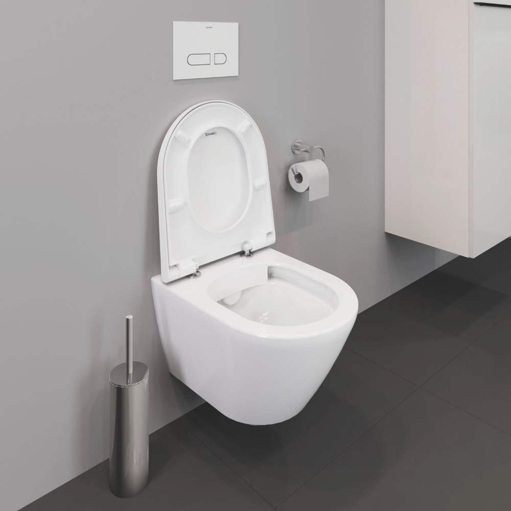 Pack WC suspendu sans bride compact DURAVIT D-Neo + bâti support GROHE Rapid SL Projet + abattant + plaque  | Batinea