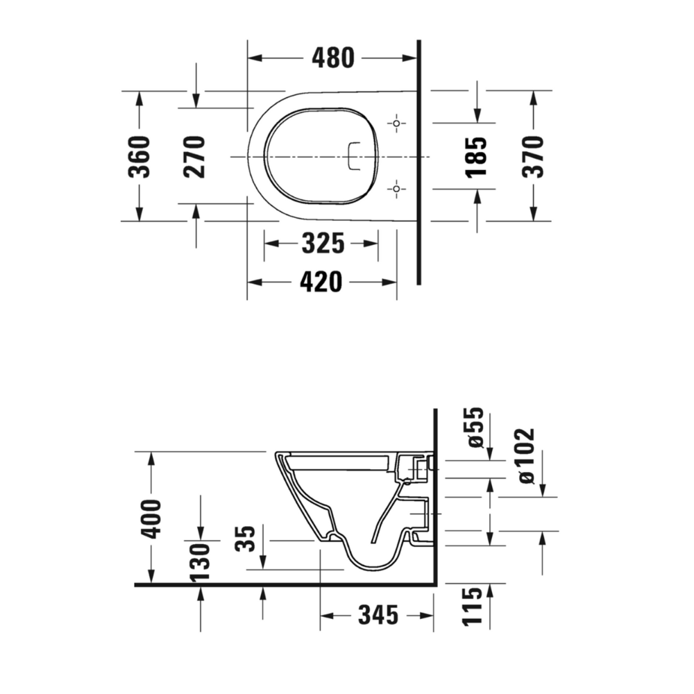 Pack WC suspendu sans bride compact DURAVIT D-Neo + bâti support GROHE Rapid SL Projet + abattant + plaque  | Batinea