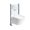Pack WC suspendu sans bride DURAVIT D-Neo + bâti support GROHE Rapid SL Projet + abattant + plaque  | Batinea