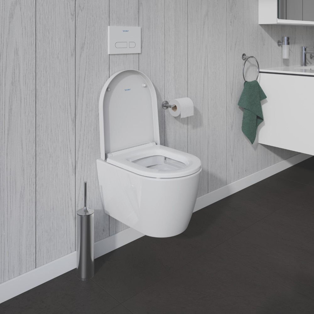 Pack WC suspendu sans bride compact DURAVIT Me by Starck + bâti support GROHE Rapid SL Projet + abattant + plaque  | Batinea