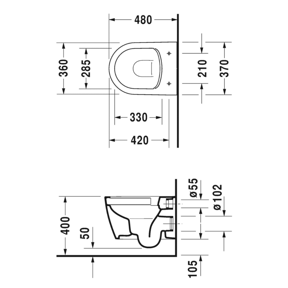 Pack WC suspendu sans bride compact DURAVIT Me by Starck + bâti support GROHE Rapid SL Projet + abattant + plaque  | Batinea