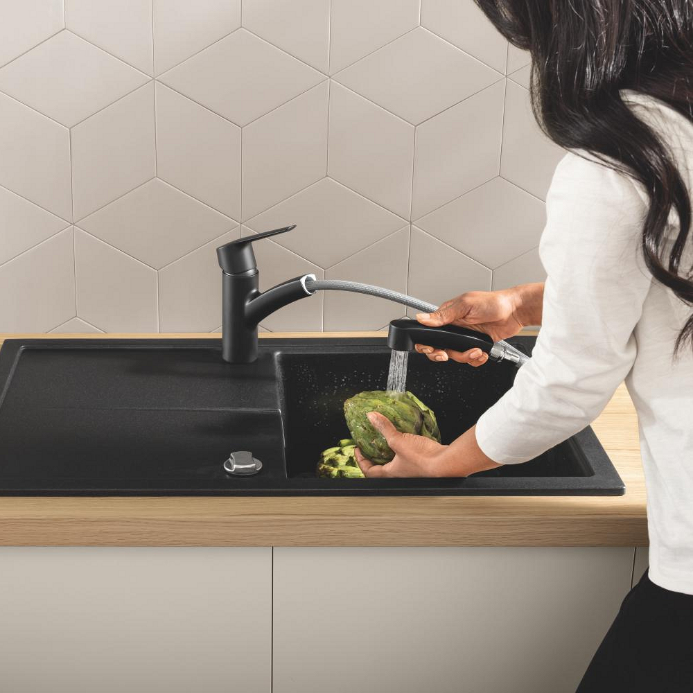 Robinet de cuisine avec douchette GROHE Start noir mat GRO6782305 | Batinea