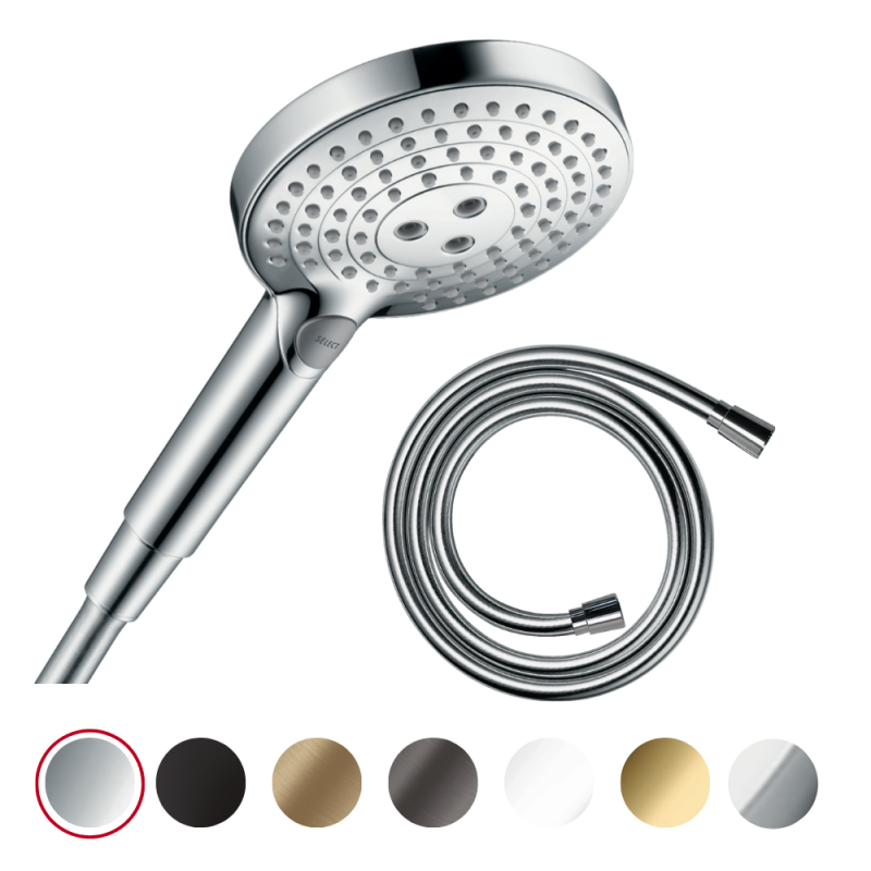 Pommeau de douche HANSGROHE Raindance Select S EcoSmart 120 3 jets + flexible de douche HANSGROHE