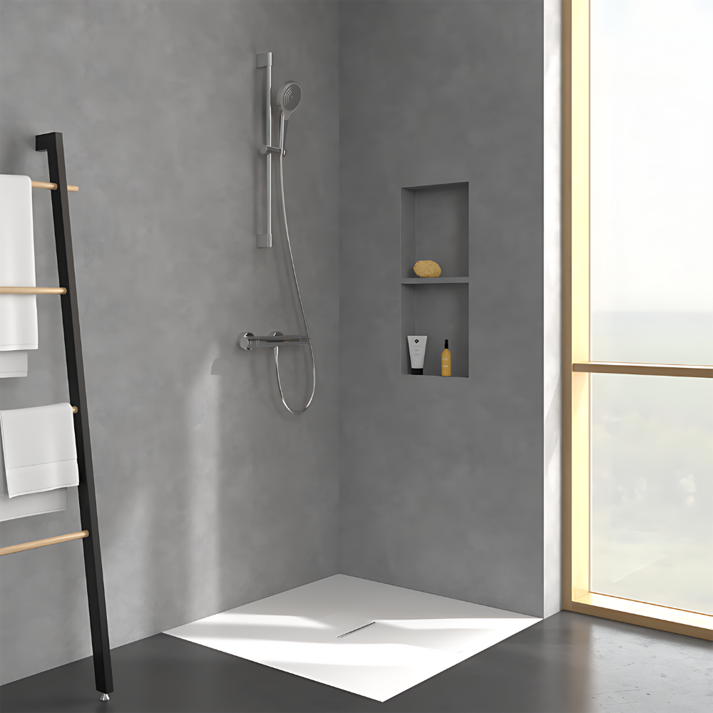 Mise en ambiance du Mitigeur douche thermostatique VILLEROY ET BOCH Universal Taps & Fittings rond Chrome + Ensemble de douche V