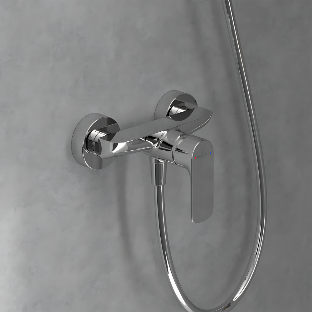 Mise en ambiance du Mitigeur mécanique douche VILLEROY ET BOCH O.novo Chrome + Ensemble de douche VILLEROY ET BOCH Verve Showers