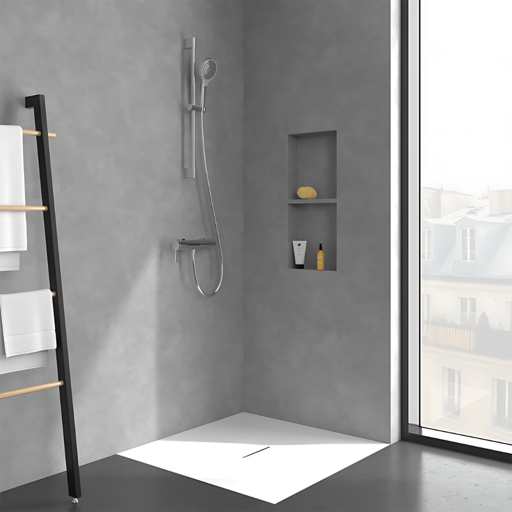Mise en ambiance du Mitigeur mécanique douche VILLEROY ET BOCH Dawn Chrome + Ensemble de douche VILLEROY ET BOCH Verve Showers 3