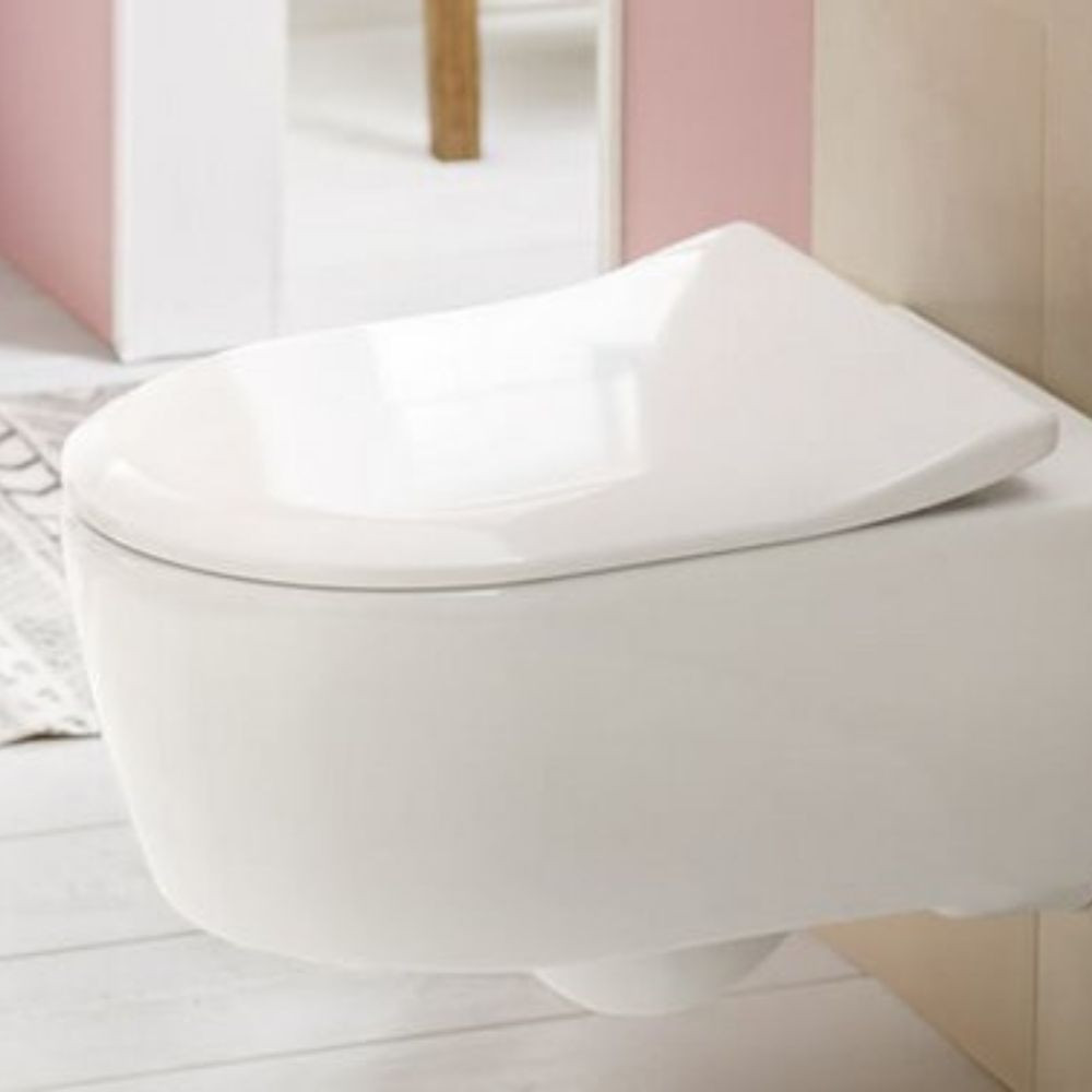 Ambiance 5 Pack WC suspendu sans bride VILLEROY ET BOCH Avento + Bâti support ViConnect Pro + abattant frein de chute + plaque b