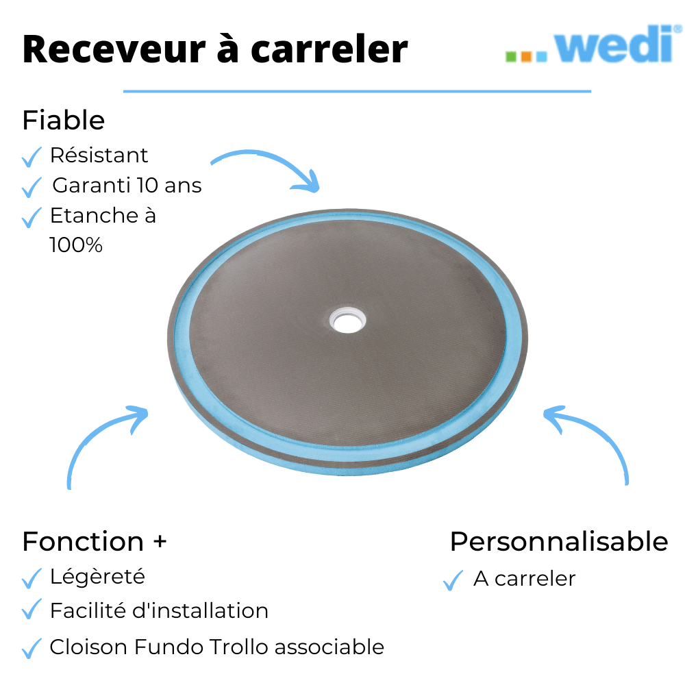 receveur de douche WEDI Fundo Trollo libero à carreler point fort
