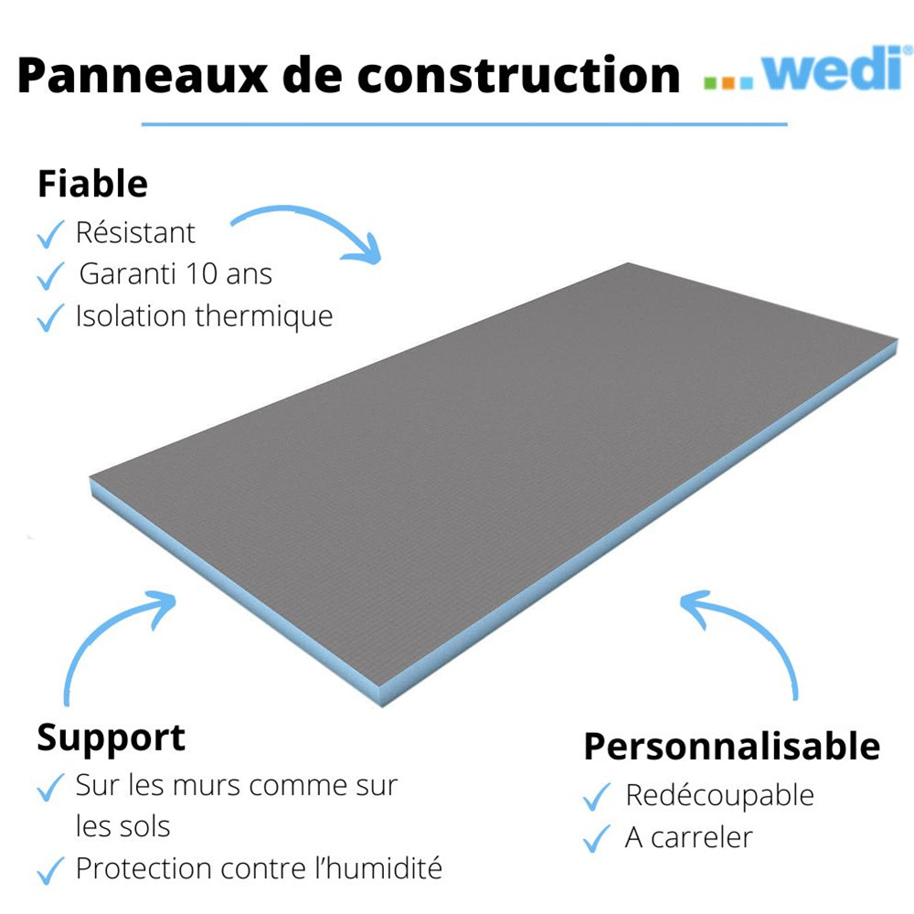 wedi panneaux, 2500x600x30mmwedi panneaux, 2500x600x30mm + wedi panneaux, 2500x600x30mm + wedi Tools bande d'étanchéité, 10mx120