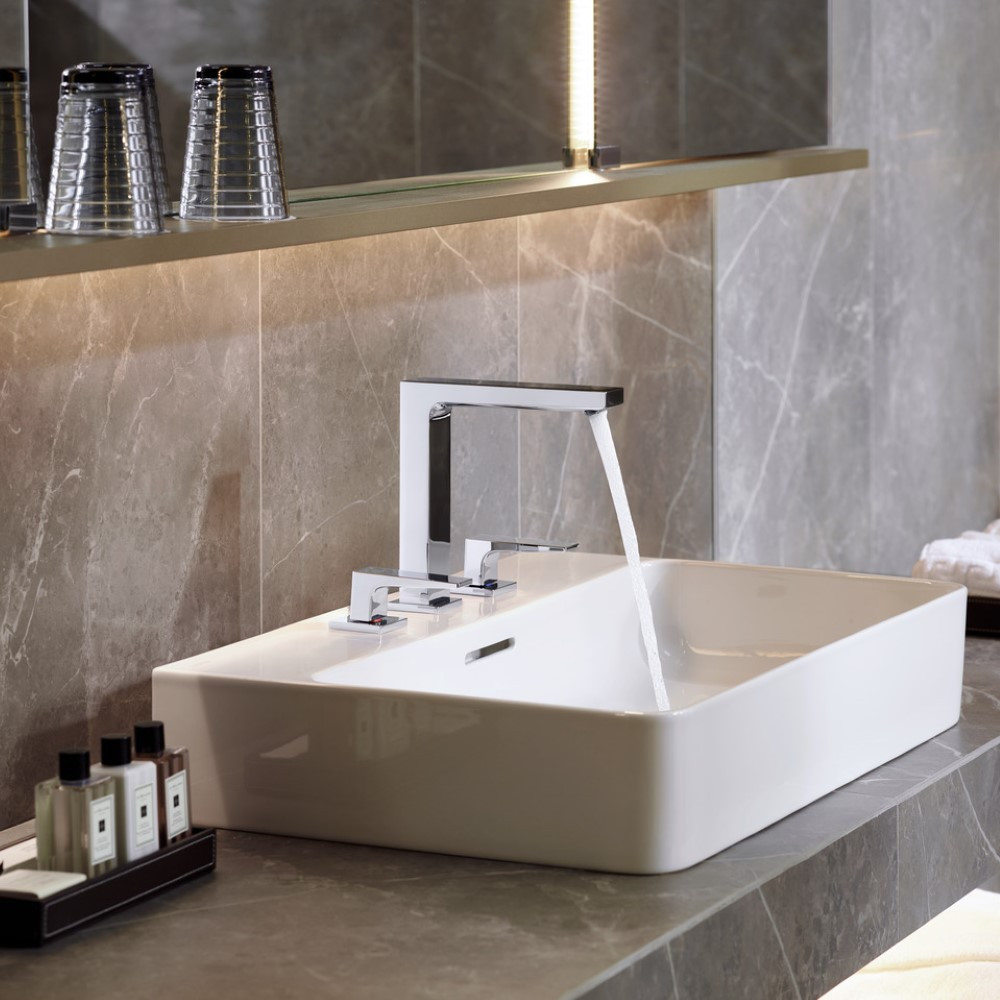 Mélangeur de lavabo 3 trous HANSGROHE Metropol poignées manettes et bonde Push-Open | Batinea