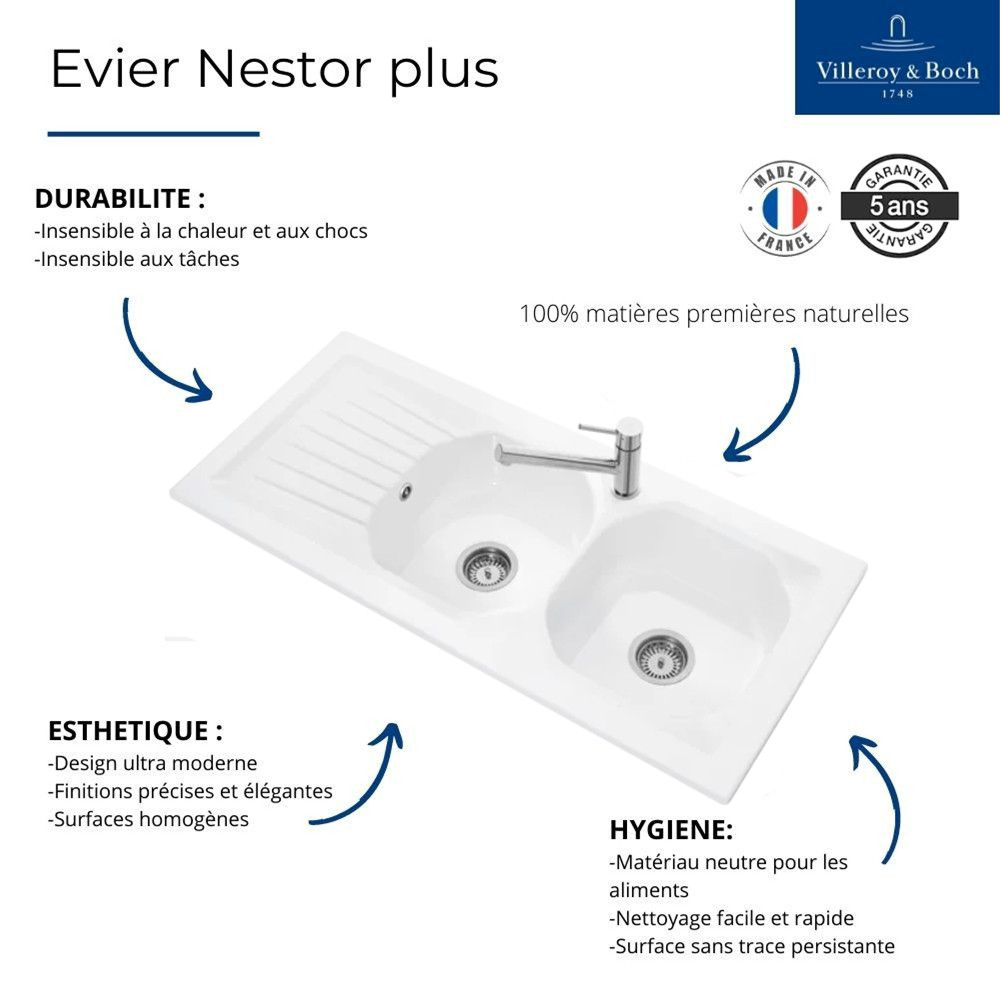 Nouveau pack évier Villeroy et Boch Nestor Plus + Robinet cuisine Grohe Minta 