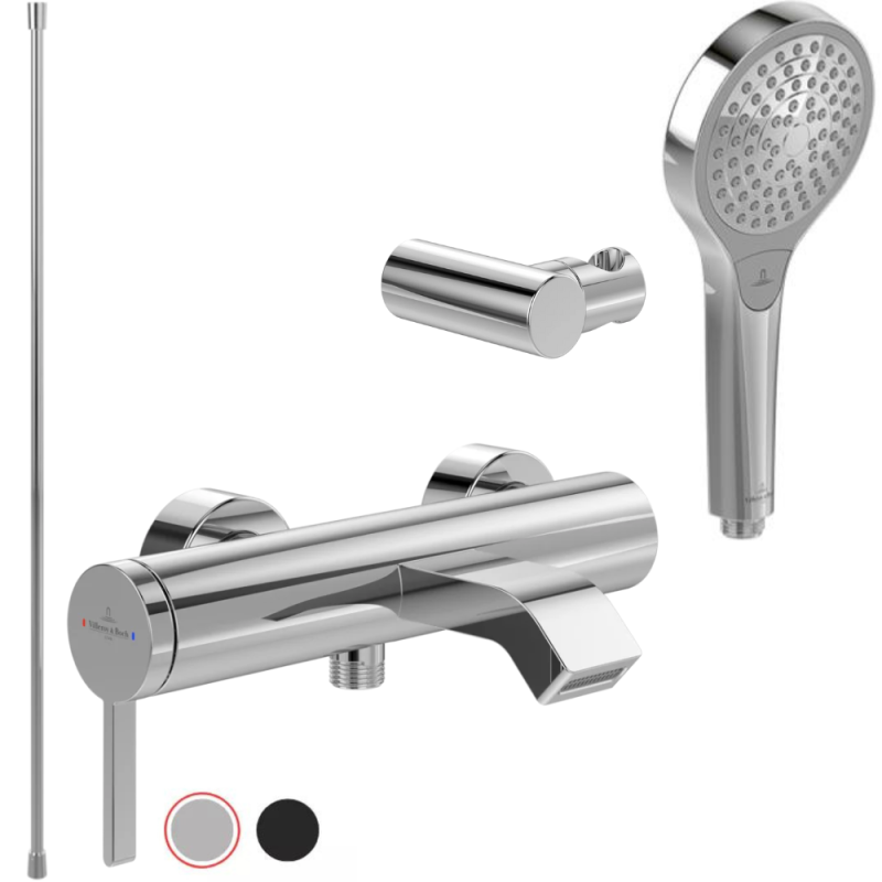 Pack mitigeur baignoire mécanique VILLEROY ET BOCH Dawn Two + douchette + flexible + support | Batinea