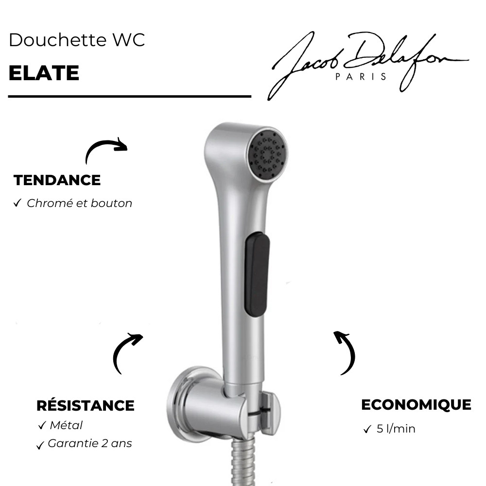 Douchette WC JACOB DELAFON Elate chromée + support + flexible | Batinea