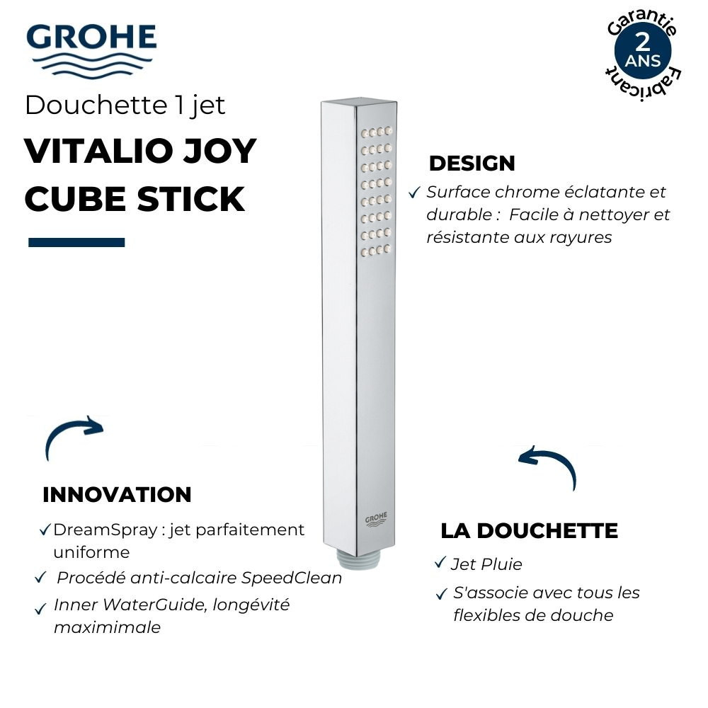 Pommeau de douche GROHE Vitalio Joy Cube Stick Quickfix | Batinea