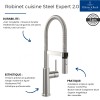 Evier VILLEROY ET BOCH Subway Pure 60 égouttoir à droite vidage auto + Robinet de cuisine Steel Expert 2.0 | Batinea