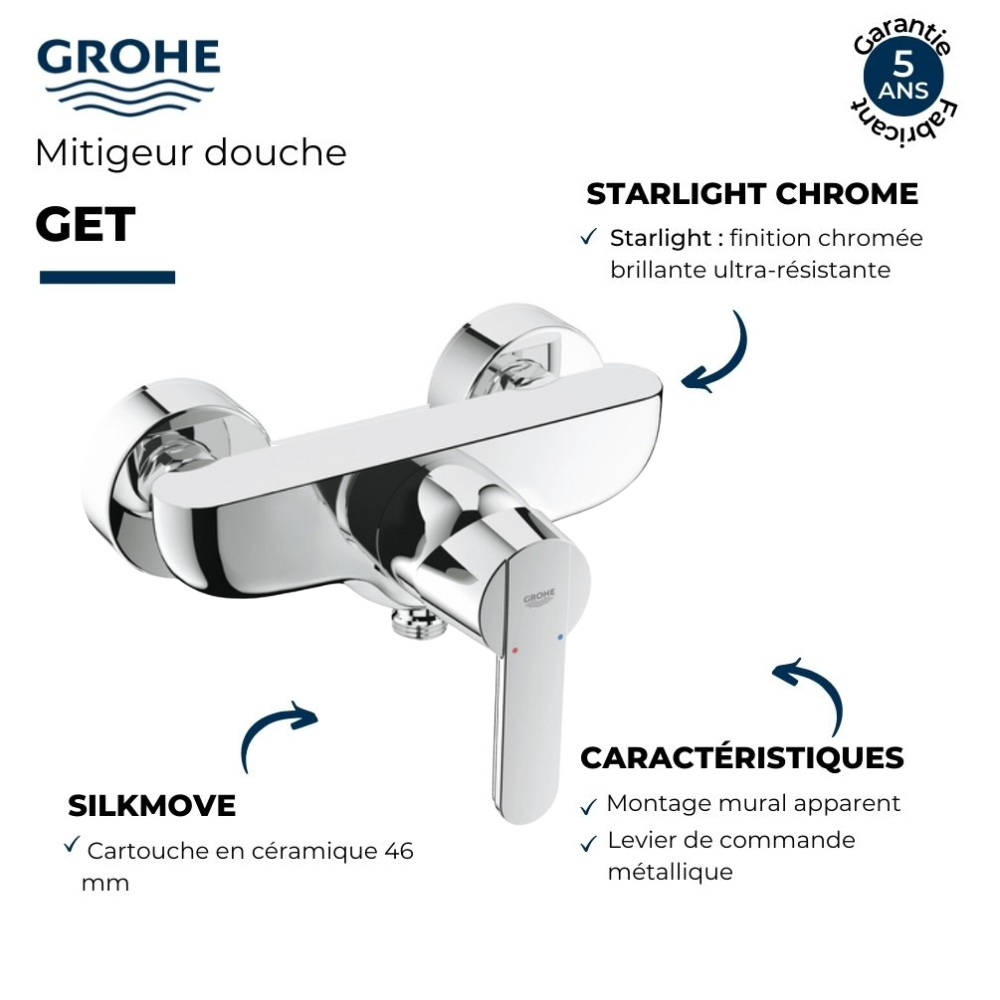 Mitigeur douche mécanique GROHE Quickfix | Batinea