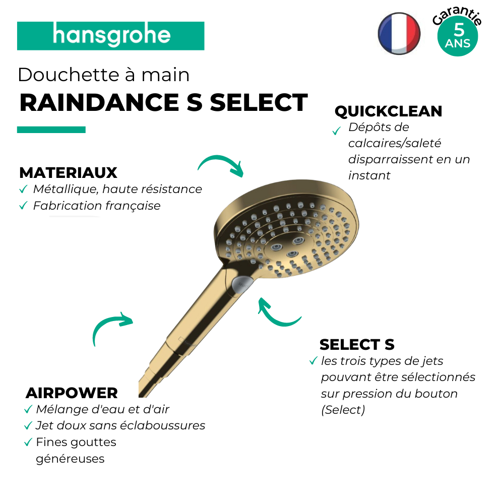 Douchette à main HANSGROHE Raindance Select S 120 3 jet PowderRain | Batinea